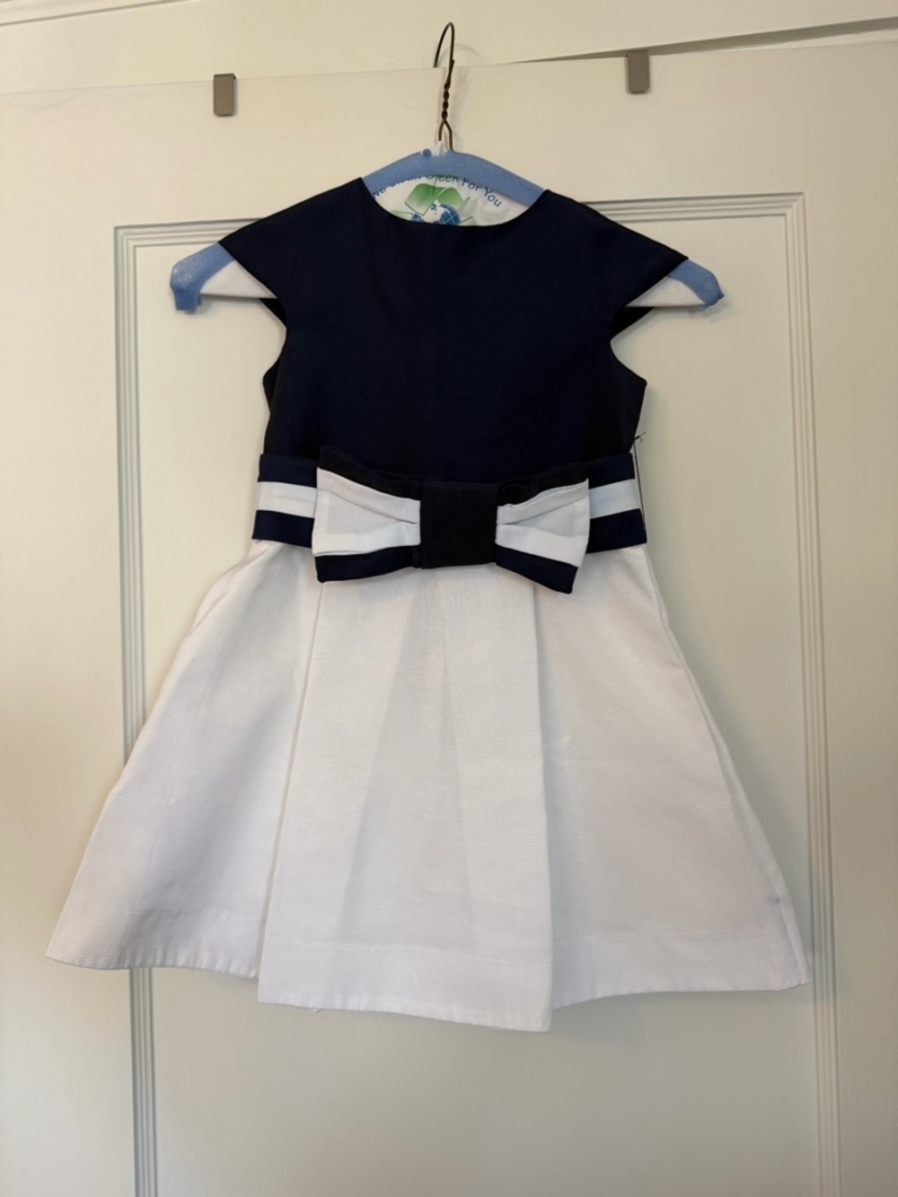 Jacadi Navy and White Bow-Waist Formal Dress